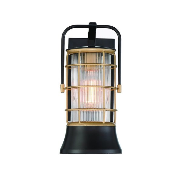 Eurofase Rivamar Traditional Incadescent Outdoor Lantern, 1-Light, Cylinder, Dimmable, Bronze/Gold/Glass 44262-013